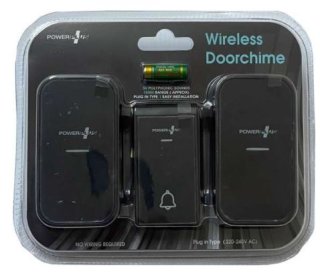 (image for) POWER PLUS WIRELESS DOORCHIME - PLUG IN TYPE - BLACK - TWIN PACK - 220V