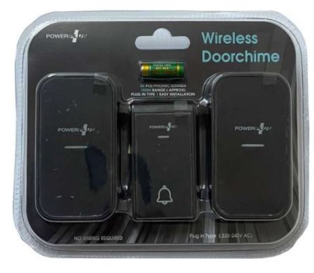 (image for) POWER PLUS WIRELESS DOORCHIME - PLUG IN TYPE - BLACK - TWIN PACK - 220V