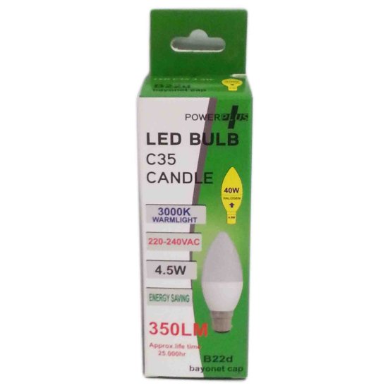 (image for) POWER PLUS LED B22 C35 CANDLE WARM LIGHT - 4.5W=40W