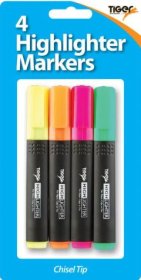 (image for) TIGER HIGHLIGHTER MARKERS ASSORTED - 4S