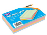(image for) Tiger Record Cards Ruled Coloured 100Sheets - 6x4""(152x101mm)