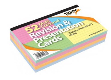 (image for) Tiger Revision & Presentation Cards Ruled Coloured 52Sheets - 6x4""(152x101mm)