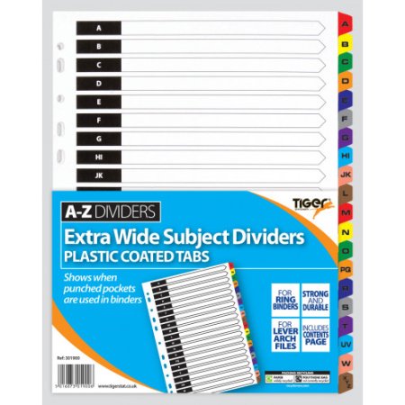 (image for) Tiger A4 Extra Wide A - Z Subject Dividers