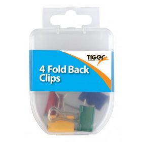 (image for) Tiger Fold Back Clips Assorted- 4S