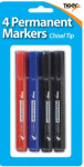 (image for) TIGER PERMANENT MARKERS CHISEL - 4 PACK