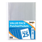 (image for) Tiger Value Pack Punched Pockets Clear- A4