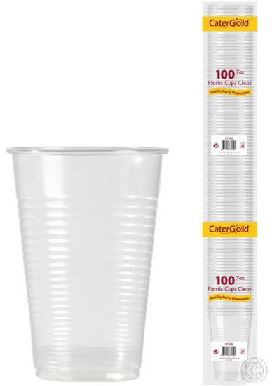 (image for) CATERGOLD REUSABLE PLASTIC CUP CLEAR 100S- 7OZ