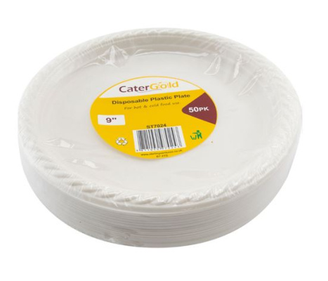 (image for) CATERGOLD RECYCLABLE PLASTIC PLATES 50S- 9\"\"