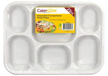 (image for) CATERGOLD PLASTIC PLATES 6COMPARTMENTS 25S