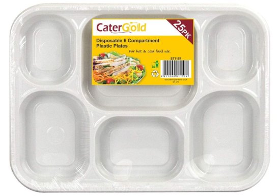 (image for) CATERGOLD PLASTIC PLATES 6COMPARTMENTS 25S
