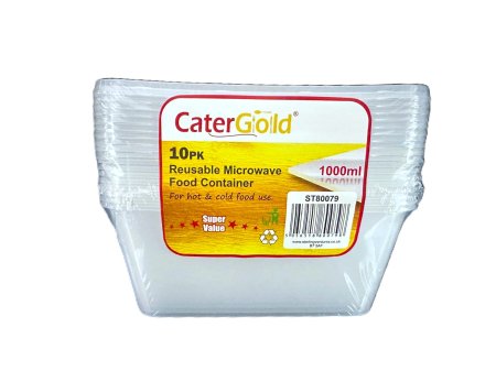 (image for) CATERGOLD MICROWAVE FOOD CONTAINER+LID 10S - 1000ML