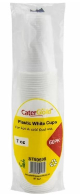 (image for) CATERGOLD REUSABLE PLASTIC CUPS WHITE 60S- 7OZ