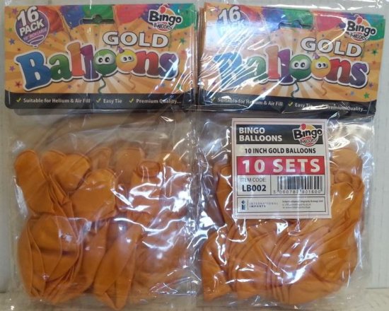 (image for) BINGO BALLOONS GOLD 10"
