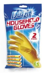 (image for) DUZZIT HOUSEHOLD GLOVES 2PAIRS LARGE