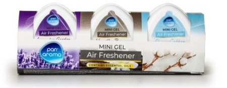 (image for) PAN AROMA AIR FRESHNER MINI GEL LAVENDER/VANI BEAN/COTTON 3S