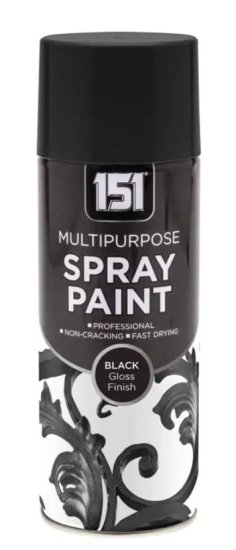 (image for) 151 MULTI PURPOSE SPRAY PAINT BLACK GLOSS FINISH - 400ML