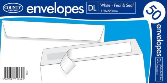 (image for) PUKKA ENVELOPE WHITE PEAL AND SEAL 50S - DL