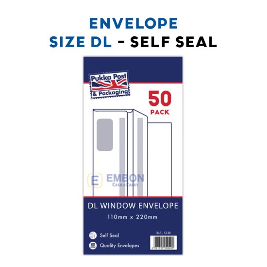 (image for) PUKKA ENVELOPE WHITE WIND SELF SEAL 50S - DL