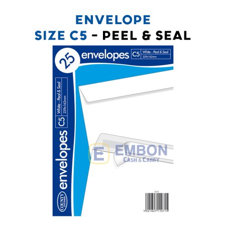 (image for) COUNTY ENVELOPE WHITE PEAL & SEAL 25S - C5