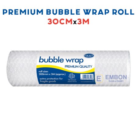 (image for) COUNTY PREMIUM BUBBLE WRAP ROLL - 30CMX3M