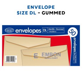 (image for) COUNTY ENVELOPE MANILLA GUMMED 50S - DL
