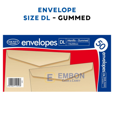 (image for) COUNTY ENVELOPE MANILLA GUMMED 50S - DL