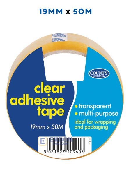 (image for) COUNTY CLEAR TAPE TOWER - 50MX19MM