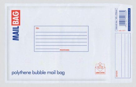 (image for) COUNTY POLY BUBBLE MAIL BAG WHITE - SMALL 17X26CM