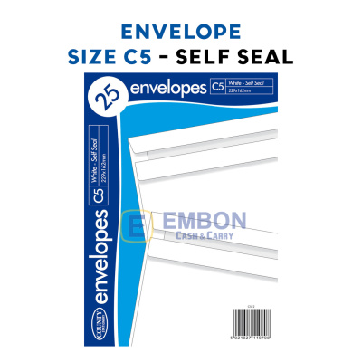 (image for) COUNTY ENVELOPE WHITE SELF SEAL 25S - C5