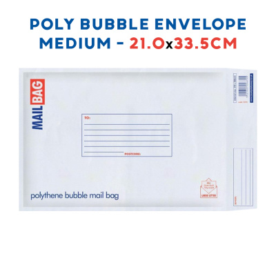 (image for) COUNTY POLY BUBBLE MAIL BAG WHITE - MEDIUM 21X33CM