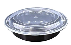 (image for) HP PLASTIC ROUND CONTAINER + LID M/W BLK BASE WITH CLEAR LID - 681ML/24oz