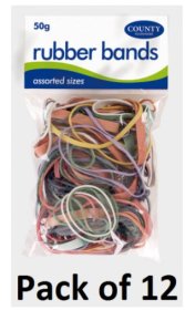 (image for) CTY RUBBER BANDS 12S COLOUR