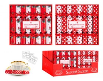 (image for) XMAS CRACKER SAUCER RED/WHI 8S