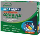 (image for) GALPHARM DAY & NIGHT MAX STRENGTH COLD & FLU CAPSULES - 16S