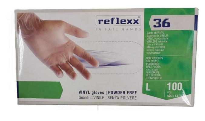 (image for) BETTINA CLEAR VINYL GLOVES POWDER FREE -LARGE