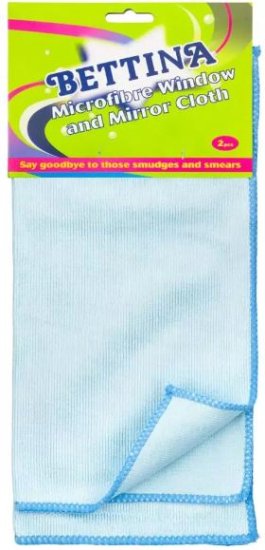 (image for) BETTINA MICROFIBRE WINDOW AND MIRROR CLOTH-2PC