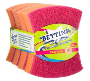 (image for) BETTINA ANTI BAC TREATED SPONGE SCOURERS-4PC