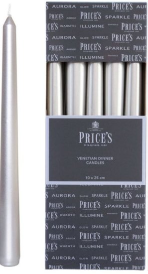 (image for) PRI DINNER CANDLE SILVER 25CM