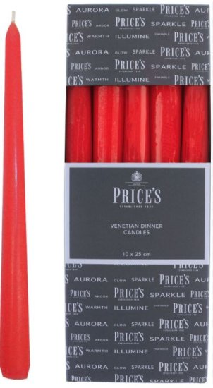 (image for) PRI DINNER CANDLE RED 25CM