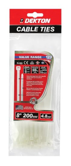 (image for) DEKTON WHITE CABLE TIES 100PC - 200MM