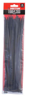 (image for) DEKTON BLACK CABLE TIES 4.8MM X 200MM - 100S