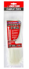 (image for) DEKTON WHITE CABLE TIES 4.8MMX250MM - 100S