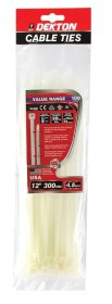 (image for) DEKTON 100PCS WHITE CABLE TIES - 300MM