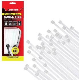 (image for) DEKTON 60PC WHITE CABLE TIE SET - 200MM