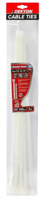 (image for) DEKTON 10PC 9MM X 500MM WHITE CABLE TIE - 10S
