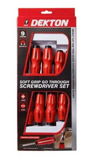 (image for) DEKTON SOFT GRIP GO THROUGH SCREWDRIVER SET - 9PC