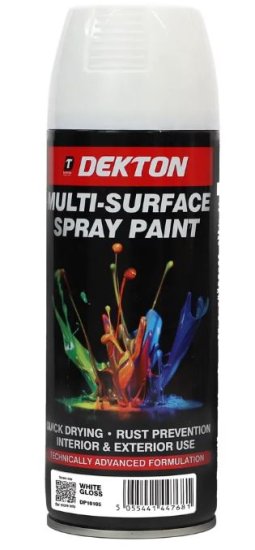 (image for) DEKTON MULTI-SURFACE SPRAY PAINT WHITE GLOSS - WHITE