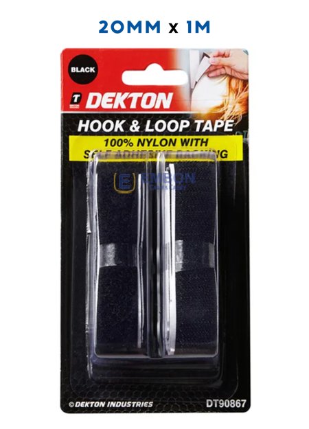 (image for) DEKTON BLACK HOOK & LOOP NYLON WITH BACKING GLUE 1M - 20MM