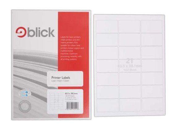 (image for) BLICK PRICE LABELS 21 LABELS PER SHEET 100S - 63X38MM