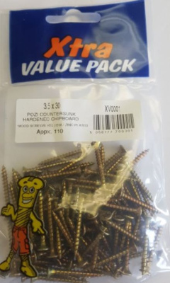 (image for) FAST PAK XTRA VALUE PACK WOOD SCREW YELLOW ZINC PLATED 3.5X30 - 100S